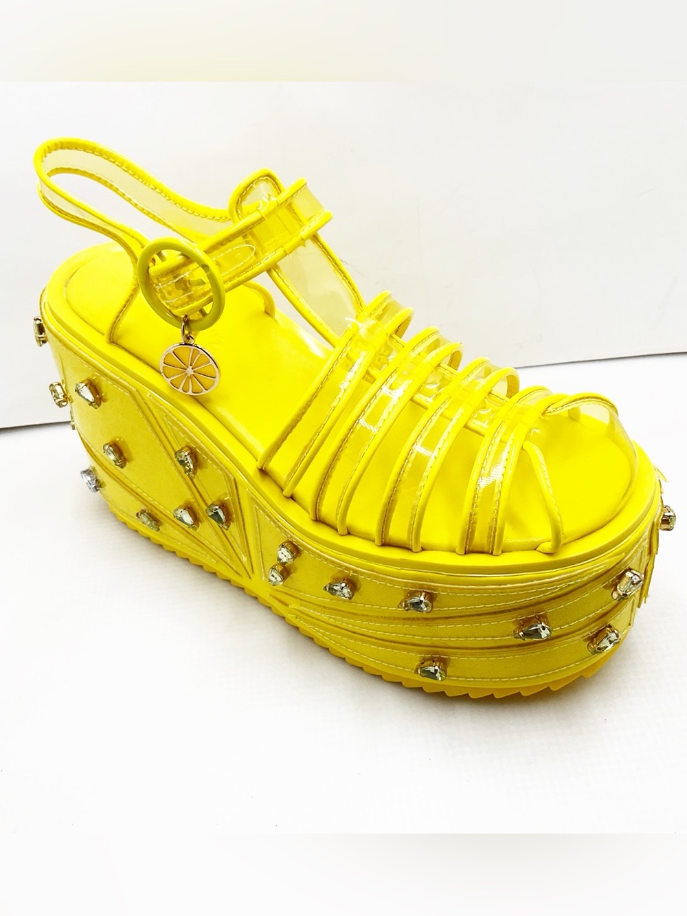{Sugar Thrillz} Lemon Wedge Sugar Rush Jelly Platform Sandals - Picture 14 of 15
